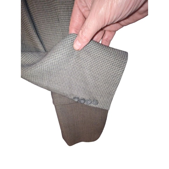 DKNY Sport Coat Mens Size L Wool Beige Houndstooth 3 Btn Single Vented Blazer - Picture 6 of 8